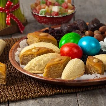 Colored eggs for easter Stock Photos