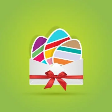 Colored eggs in envelope Easter gift Stock Illustration