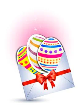 Colored eggs in envelope Easter gift Stock Illustration