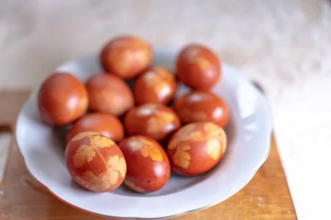 Colored eggs with an ornament for Easter Foto stock