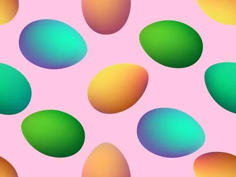 Colored eggs seamless pattern. Easter colorful eggs with pastel gradient co.. Stock Illustration