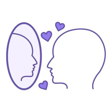 Colored Ego Icon. Vector Illustration. Man Admiring Himself In The Mirror. .. Stock Illustration