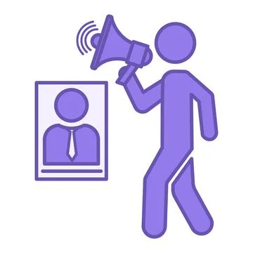 Colored Election Campaign Icon. Vector Illustration. Person with Megaphone .. Stock Illustration