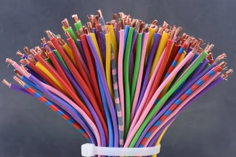 Colored electric cables 스톡 사진