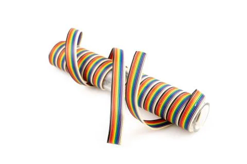 Colored electric cables on a white background Stock Photos