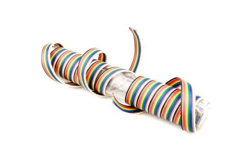 Colored electric cables on a white background Stock Photos