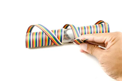 Colored electric cables on a white background Stock Photos
