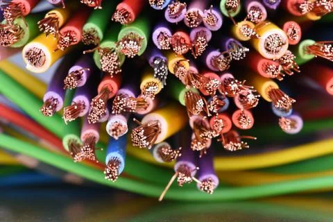 Colored electrical cables in computer systems Stock-Fotos