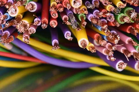 Colored electrical cables Foto stock