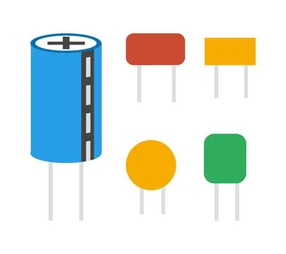 Colored Electrical Capacitor Components - Vector Illustration Set Stock Illustration