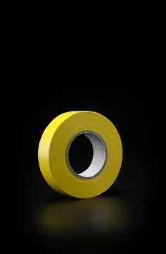 Colored electrical tape sticky for work and security on a black background is 스톡 사진