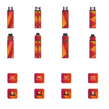 Colored electronic cigarette icons Stock Illustration