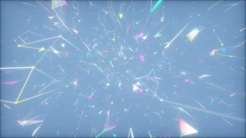 Colored elements scattered in space rotate around the camera captivating Stock Footage 97513926