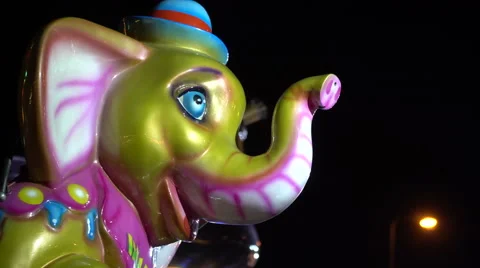 Colored elephant carousel Stock Footage 68760406