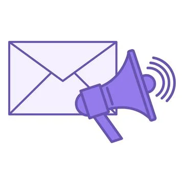 Colored Email Marketing Icon. Vector Illustration. Mailing Envelope and Meg.. Stock Illustration