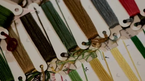 Colored embroidery threads Stock Footage 300029528