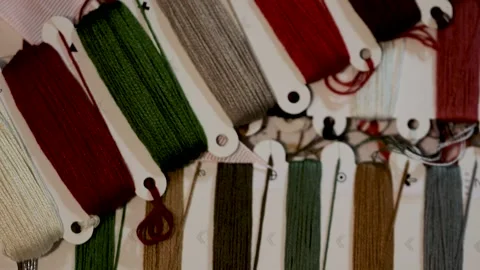 Colored embroidery threads Stock Footage 300029532