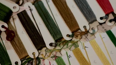 Colored embroidery threads Stock Footage 300029539