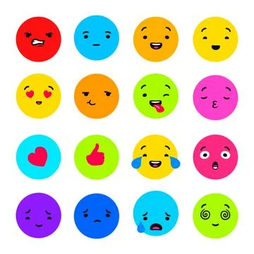 Colored emotions collection. Red anger with blue indifference and orange Stock Illustration