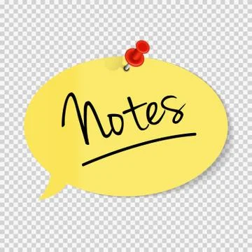 Colored empty paper note sticker with red pin for office text or business mes Stock Illustration