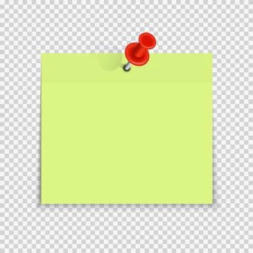Colored empty paper note sticker with red pin for office text or business mes Stock Illustration