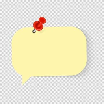 Colored empty paper note sticker with red pin for office text or business mes Stock Illustration