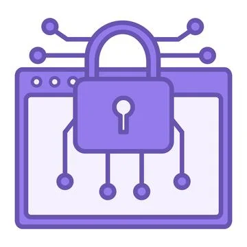 Colored Encryption Icon. Vector Illustration. Padlock and Application. Proc.. Stock Illustration