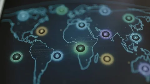 Colored energy and environmental nodes glow 動画素材 343371260