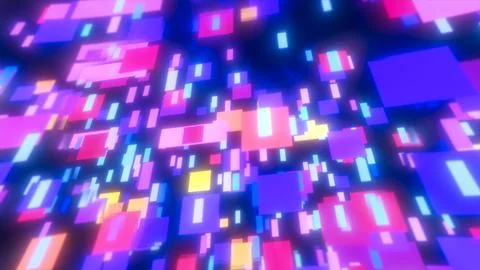 Colored energy squares and rectangles particles magic glowing hi-tech futur.. Stock Illustration