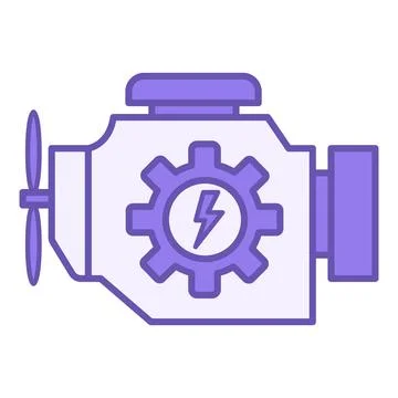 Colored Engine Icon. Vector Icon of Motor and Gear. Part of an Automotive V.. Stock Illustration