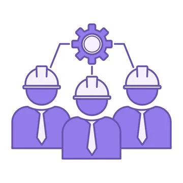 Colored Engineers Icon. Vector Illustration. People in Construction Helmets.. Stock Illustration