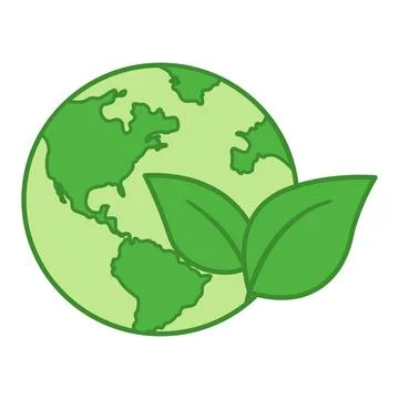 Colored Environment Icon. Vector Icon of Planet and Leaves. Concept of Gree.. Stock Illustration