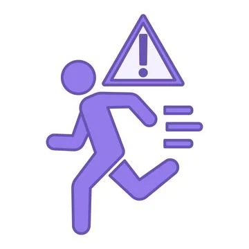 Colored Escape Icon. Vector Illustration. Running Man and Prohibition Sign... Stock Illustration