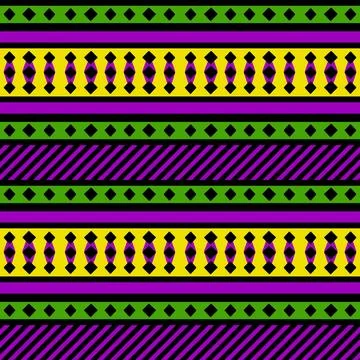 Colored ethnic seamless pattern, mardi gras style Stock Illustration