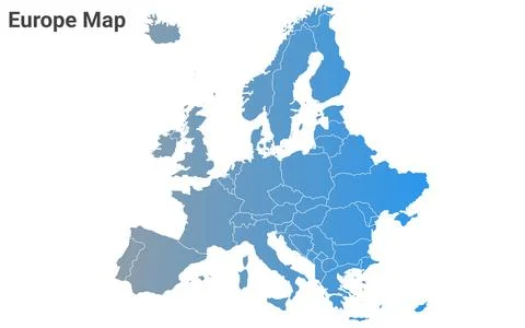 Colored Europe map with countries outline for presentations, posters, infog.. Stock Illustration