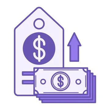 Colored Expensive Icon. Vector Icon. Price Tag with Dollar Sign, Stack of C.. Stock Illustration