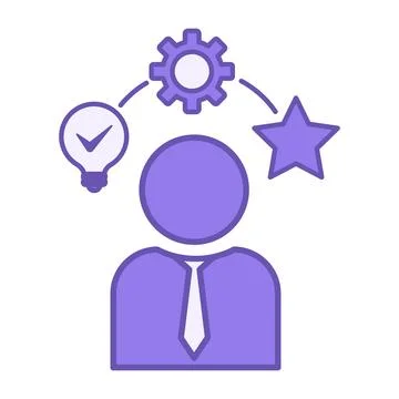 Colored Experience Icon. Vector Illustration. Businessman, Light Bulb, Gear.. Stock Illustration
