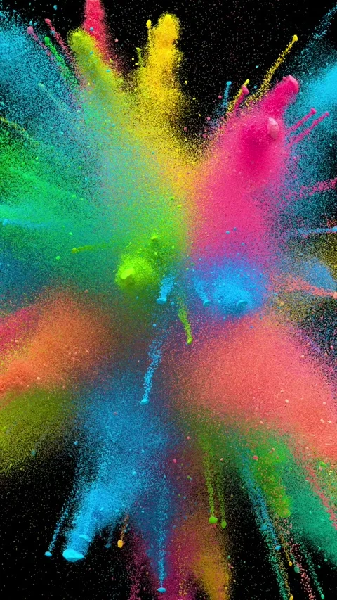 Colored Explosion of Colorful Particles Powder 3d Animation Background Video stock 288171323