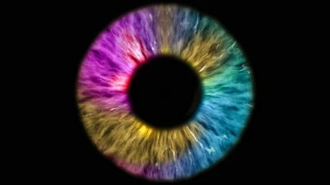 The colored eye is an extreme close-up of the iris and pupil Vídeo Stock 106746262