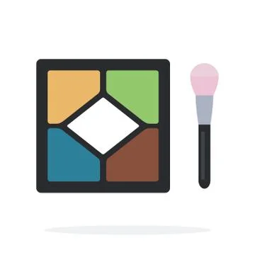 Colored eye shadow compact vector flat material design isolated object on white Stock Illustration