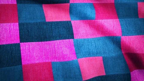 Colored fabric in a square moves in the wind. Background animation of colored Stock Illustration
