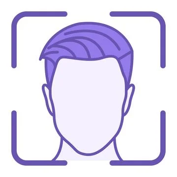 Colored Face ID Icon. Vector Illustration. Face Recognition Feature Used to.. Stock Illustration