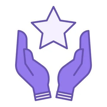 Colored Favorite Icon. Vector Icon of Star in Human Hands. Best, Number One.. Stock Illustration