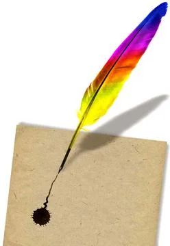 Colored feather pen Stock Illustration