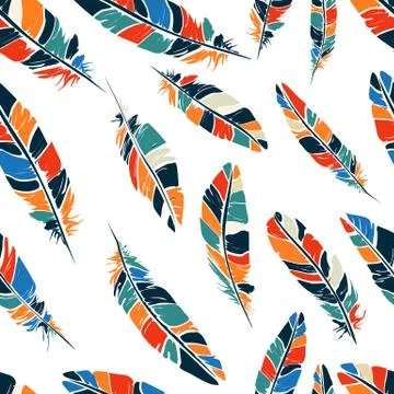 Colored feathers pattern Stock Illustration
