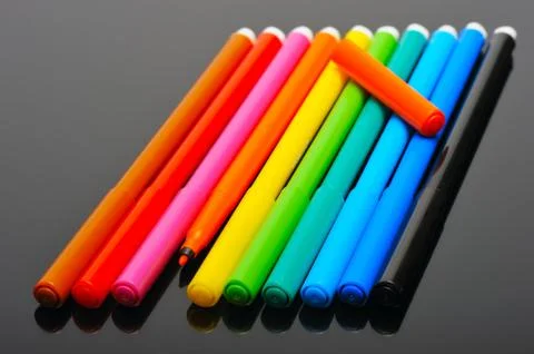Colored felt pens Stock Photos