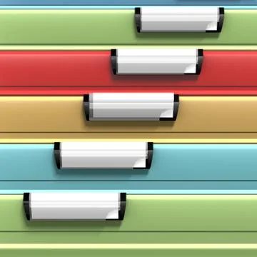 Colored files with copy space available on blank stamps Stock Illustration