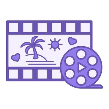 Colored Film Romance Icon. Vector Illustration. Film Roll and Reel. Romanti.. Stock Illustration