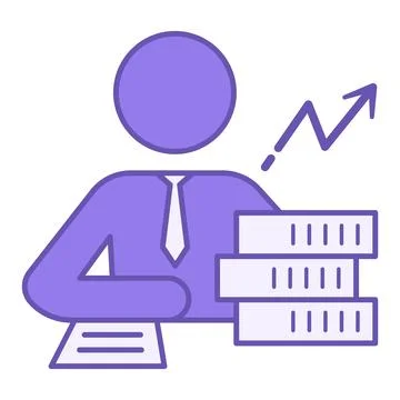 Colored Financial Advisor Icon. Man in Tie, Coins, and Up Arrow. Personal F.. Stock Illustration