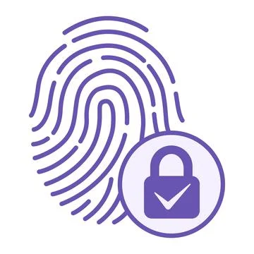 Colored Fingerprint Icon. Vector Illustration. Access to Data via Fingerpri.. Stock Illustration